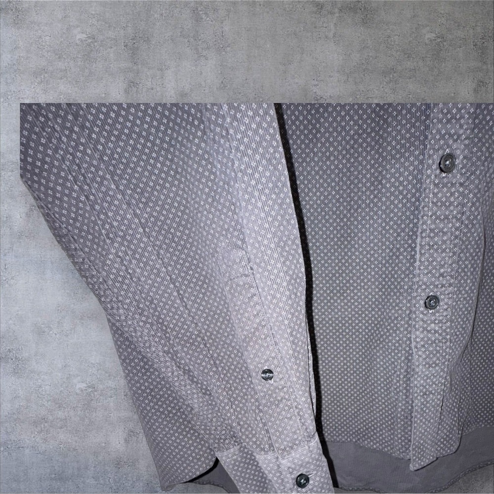 Michael Kors Mens XXL Classic Fit Gray Patterned Long Sleeve Shirt - Picture 6 of 8